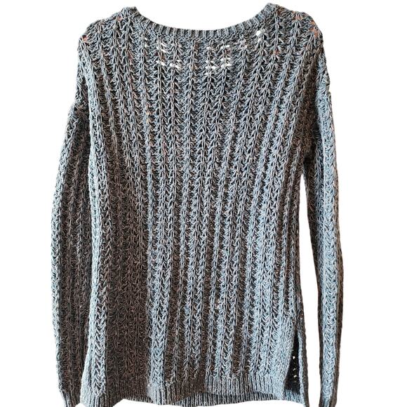 Ann Taylor Loft Size SMALL Open Knit Blue Green Sweater Pullover Tunic EUC - Picture 2 of 5